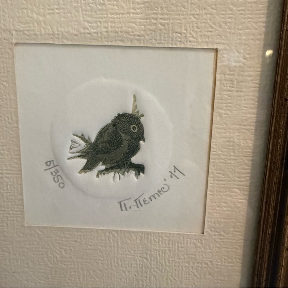 Nancy Nemec Signed Limited Edition Owl Print 5/50 Framed 1977